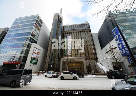 Moderne Gebäude im Zentrum von Sapporo, Japan. Stockfoto