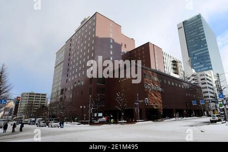 Moderne Gebäude im Zentrum von Sapporo, Japan. Stockfoto