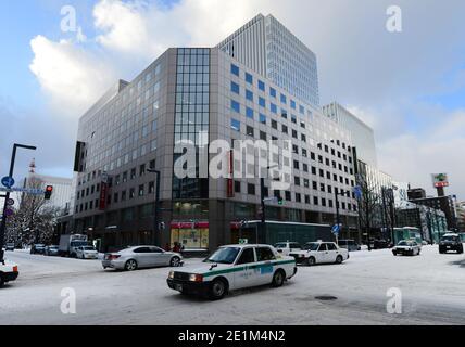 Moderne Gebäude im Zentrum von Sapporo, Japan. Stockfoto