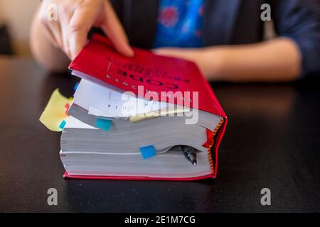 Französisches Justizgesetz - Rotes Gesetzbuch Stockfoto