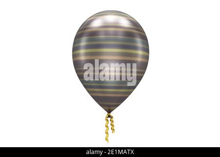Ein gestreifter Ballon Nahaufnahme isoliert auf weiß, 3D-Rendering Stockfoto