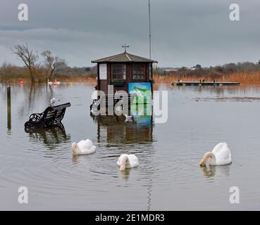 Regelmäßige ganzjährige Überschwemmung am Christchurch Quay aufgrund steigender Tendenz Meereshöhe Stockfoto