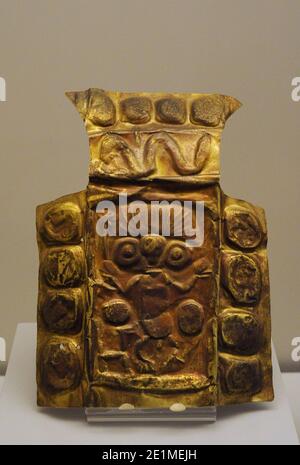 Geprägte Platte. Gold. Inka-Zivilisation (1400-1533 n. Chr.). Cuzco. Peru. Museum of the Americas. Madrid, Spanien.