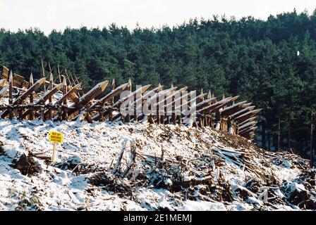 Der Gladiator Film Set 1999 für die Eröffnungsschlacht, in 'Germania', Bourne Woods, Farnham, Surrey, England, Großbritannien Stockfoto