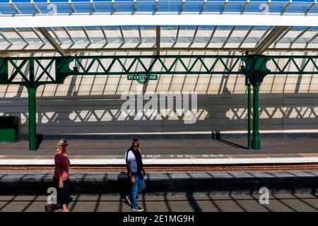 England, Kent, Folkestone, The Dis-used Folkestone Harbour Bahnhof Stockfoto