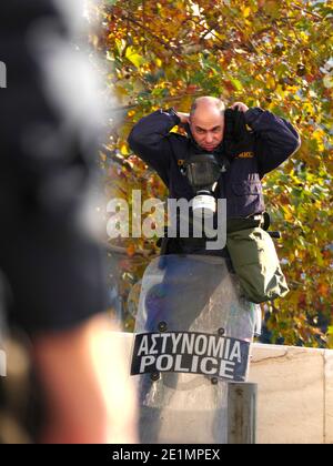 Griechenland Athen Athen Athen Polizei Bewachung Demonstration Stockfoto