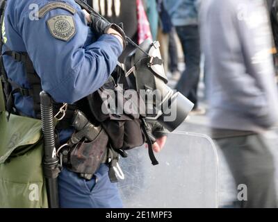 Griechenland Athen Athen Athen Polizei Bewachung Demonstration Stockfoto