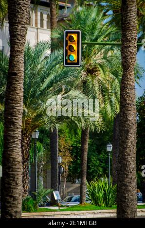Ampel auf grün in Mallorca, Spanien. Stockfoto