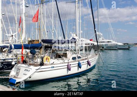 Die Yachten liegen in Palma Marina, Mallorca, Balearen, Spanien Stockfoto