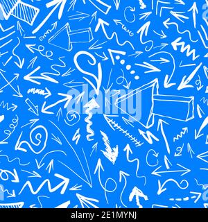 Hand gezeichnet Grunge Pfeile Doodle Stil nahtlose Muster Stockfoto