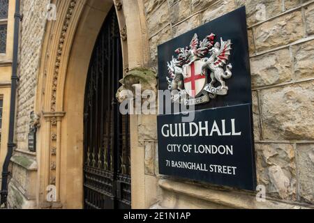 London- Guildhall, ein Gemeindegebäude im Moorgate-Viertel der City of London Stockfoto