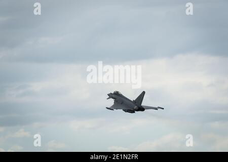 Ein Taifun-Jet am Flughafen Exeter. Stockfoto