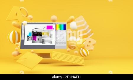 Grafikdesign Konzept 3d-Rendering Stockfoto