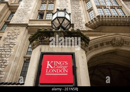 London - King College London. Eine weltweit renommierte öffentliche Forschungsuniversität. Stockfoto