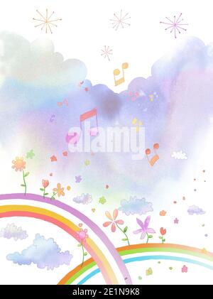 Aquarell Hintergrund der natürlichen Landschaft und konzeptionelle Bild der Feier Stockfoto