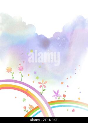 Aquarell Hintergrund der natürlichen Landschaft und konzeptionelle Bild der Feier Stockfoto