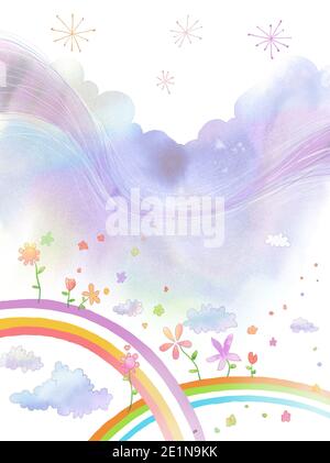 Aquarell Hintergrund der natürlichen Landschaft und konzeptionelle Bild der Feier Stockfoto