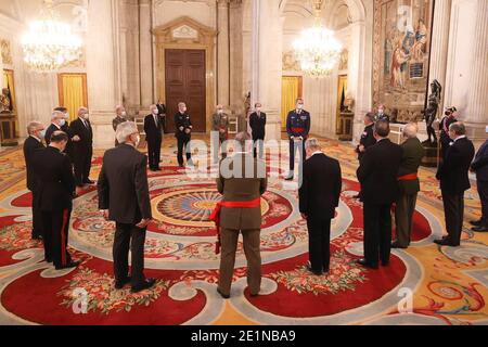 Madrid, Spanien. Januar 2021. Der spanische König Felipe VI. Empfing am Freitag, den 08. Januar 2021, im Königspalast die kommission der Vereinigung Eurodefense-Spanien in Madrid. Quelle: CORDON PRESS/Alamy Live News Stockfoto