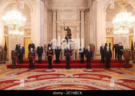 Madrid, Spanien. Januar 2021. Der spanische König Felipe VI. Empfing am Freitag, den 08. Januar 2021, im Königspalast die kommission der Vereinigung Eurodefense-Spanien in Madrid. Quelle: CORDON PRESS/Alamy Live News Stockfoto