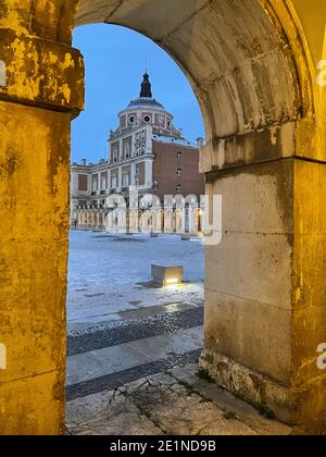 Außenansicht des königlichen Palastes von Aranjuez in Madrid Stockfoto