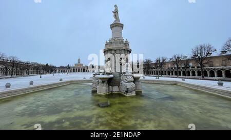 Mariblanca Brunnen auf der Plaza de San Antonio in Aranjuez, Madrid Stockfoto