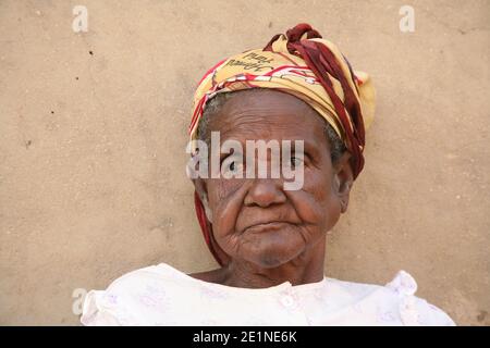 Porträt einer blinden, älteren Dame, Nord-Ghana, Westafrika Stockfoto