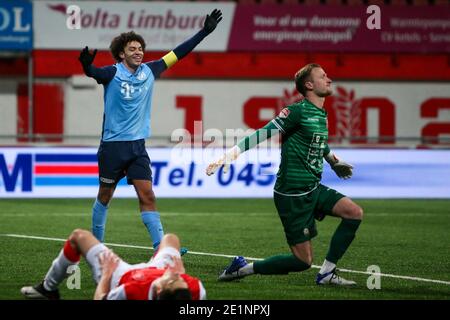 MAASTRICHT, NIEDERLANDE - 8. JANUAR: Torwart Mike Havekotte von MVV enttäuscht, Tor von Jeredy Hilterman vom Jong FC Utrecht während der Niederländer Keuke Stockfoto