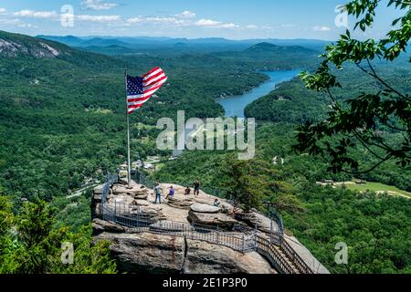 Viel von der Schönheit, die Sie von Wandern zu sehen Die Spitze des Chimney Rock Stockfoto