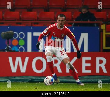 Woolwich, Großbritannien. Januar 2021. WOOLWICH, Vereinigtes Königreich, JANUARY08: Charlton Athletic's Liam Miller (Leihgabe aus Liverpool) während der Sky Bet League One zwischen Charlton Athletic und Accrington Stanley im Valley, Woolwich am 08.Januar 2021 Credit: Action Foto Sport/Alamy Live News Stockfoto