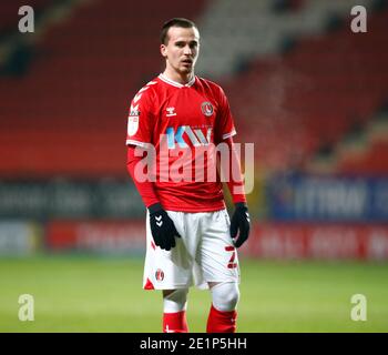 Woolwich, Großbritannien. Januar 2021. WOOLWICH, Vereinigtes Königreich, JANUARY08: Charlton Athletic's Liam Miller (Leihgabe aus Liverpool) während der Sky Bet League One zwischen Charlton Athletic und Accrington Stanley im Valley, Woolwich am 08.Januar 2021 Credit: Action Foto Sport/Alamy Live News Stockfoto