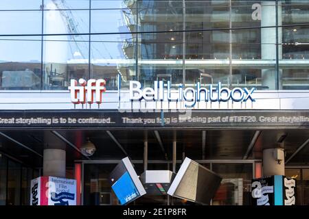 TIFF Bell Lightbox Schild auf dem Gebäude in Toronto. Stockfoto