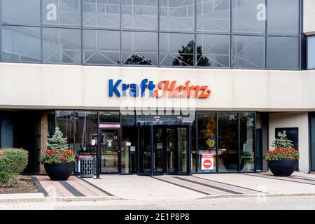 Eintritt zum Hauptsitz von Kraft Heinz Canada in North York, Toronto. Stockfoto