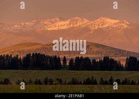 Zumwalt Prairie und die Wallowa Mountains, Nordost-Oregon. Stockfoto