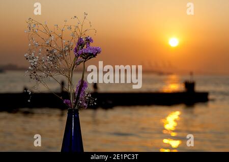 New Taipei City Tamsui, Taiwan wunderschöner Sonnenuntergang Stockfoto