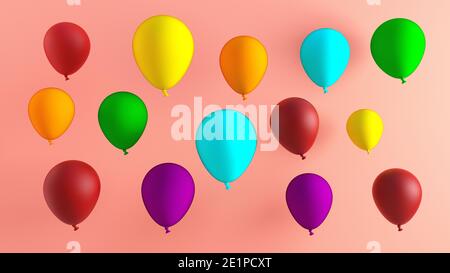 Bunte Geburtstagsbanner Ballons mit leerem Raum Stockfoto