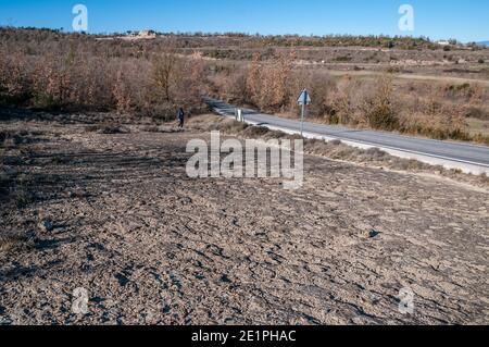 Ichniten, fossile Spur, Fußabdruck, Enteledon, Sant Mateu de Bages, Katalonien, Spanien Stockfoto