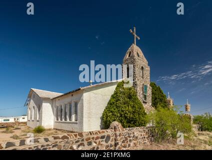 Verlassene Kirche in Geisterstadt Hachita in Yucca Plains, Chihuahuan Desert, New Mexico, USA Stockfoto