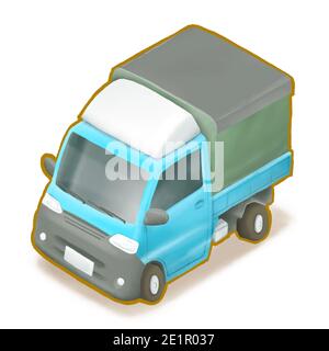 Die digitale Malerei der asiatischen Transport Mini-LKW, die meisten kleinen LKW-Fahrzeug Auto-Einsatz in Taiwan und Japan isometrische Cartoon-Symbol Raster illustrati Stockfoto