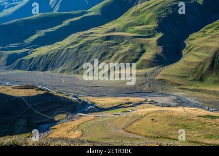 Tägliches Leben im höchsten Dorf Aserbaidschans. Khinalig Dorf, Quba Region, Aserbaidschan. Stockfoto