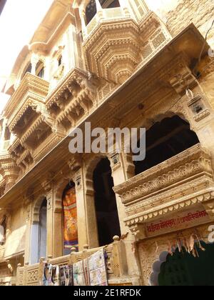 Schöne Architektur in der Stadt Jaisalmer, Rajasthan Stockfoto