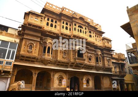 Nathmalji Ki Haveli in Jaisalmer, Rajasthan Stockfoto