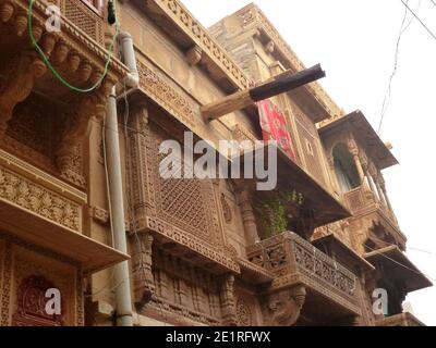 Schöne alte Häuser in Jaisalmer, Rajasthan Stockfoto