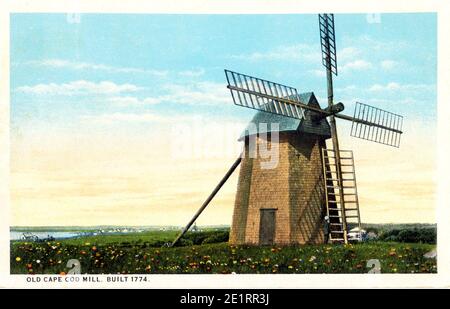 Old Cape Cod Mill erbaut 1774 in Chatham, Mass Stockfoto