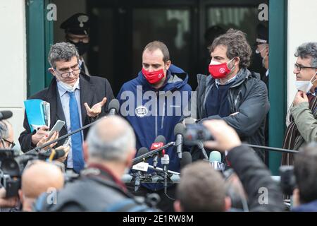 Palermo, Italien. Januar 2021. Palermo, Matteo Salvini bei der Open Arms Prozess im Bunkerraum des Gerichts von Palermo, auf dem Foto: Der Anwalt, der Kapitän und der Besitzer der offenen Arme. Kredit: Unabhängige Fotoagentur/Alamy Live Nachrichten Stockfoto