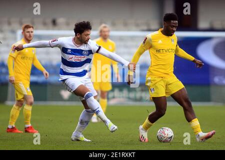 London, Großbritannien. Januar 2021. Der Emirates FA Cup, 3. Runde Spiel, Queens Park Rangers gegen Fulham im Kiyan Prince Foundation Stadium, Loftus Road in London am Samstag, 9. Januar 2021. Dieses Bild darf nur für redaktionelle Zwecke verwendet werden. Nur redaktionelle Verwendung, Lizenz für kommerzielle Nutzung erforderlich. Keine Verwendung in Wetten, Spiele oder ein einzelner Club / Liga / Spieler Publikationen. PIC von Steffan Bowen / Andrew Orchard Sport Fotografie / Alamy Live News Kredit: Andrew Orchard Sport Fotografie / Alamy Live News Stockfoto