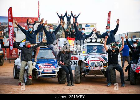 201 Eggermont Emmanuel (bel), De Braekeller Edouard (bel), Volswagen, Racing Wings, Dakar Classic, 204 Callewaert Benoit (bel), Morel Ghislain (bel), Volkswagen Racing Wings, Dakar Classic während des Ruhetag der Dakar 2021 in Ha&#039;il, in Saudi-Arabien am 9. Januar 2021 - Foto Julien Delfosse / DPPI / LM Stockfoto