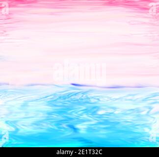 Abstraktes Meer Wasser Hintergrund. Digitale Sonnenaufgangsmalerei Stockfoto