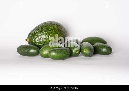 Mini-Avocado ohne Steine oder Cocktail-Avocado. Cocktail Avocado hat essbare Haut und steinfrei. Stockfoto
