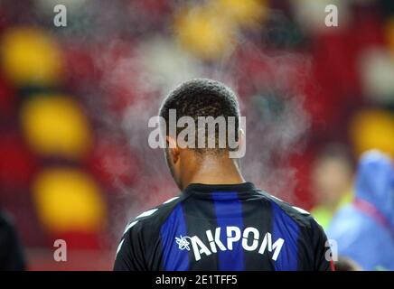 Brentford, Großbritannien. Januar 2021. Chuba Akpom of Middlesbrough während des FA Cup Spiels im Brentford Community Stadium, Brentford Bild von Mark Chapman/Focus Images/Sipa USA ? 09/01/2021 Credit: SIPA USA/Alamy Live News Stockfoto