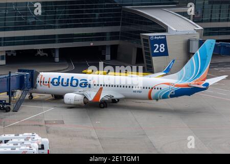 Juli 2019 In Moskau, Russland. Flugzeug Boeing 737-800 flydubai Airline am Flughafen Vnukovo in Moskau. Stockfoto